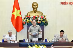 Chủ tịch Quốc hội Trần Thanh Mẫn phát biểu bế mạc phiên họp. (Ảnh: Doãn Tấn/TTXVN)