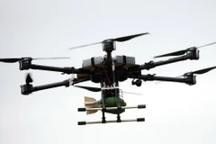 Một máy bay không người lái mang bom trong cuộc tập trận chung giữa Nga và Belarus. (Ảnh: AP)