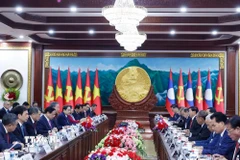 Tổng Bí thư Tô Lâm và Tổng Bí thư, Chủ tịch nước Lào Thongloun Sisoulith hội đàm. (Ảnh: Thống Nhất/TTXVN)