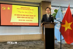 Đại sứ Đỗ Hùng Việt phát biểu tại Lễ kỷ niệm. (Ảnh: Lê Hoàng/TTXVN)