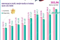 Kim ngạch xuất, nhập khẩu 8 tháng năm 2025 tăng 16,3%