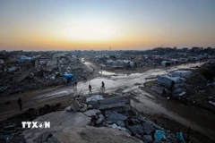Cảnh tàn phá do xung đột tại Gaza. (Ảnh: THX/TTXVN)