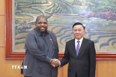 Thường trực Ban Bí thư Trần Cẩm Tú tiếp Tổng thư ký Đảng Mặt trận giải phóng Mozambique (FRELIMO) Chakil Felizardo Aboobacar. (Ảnh: Phương Hoa/TTXVN)