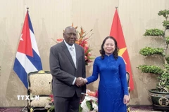 Phó Chủ tịch nước Võ Thị Ánh Xuân hội kiến Ủy viên Bộ Chính trị Đảng Cộng sản Cuba, Phó Chủ tịch nước Cuba Salvador Valdes Mesa. (Ảnh: Xuân Khu/TTXVN)