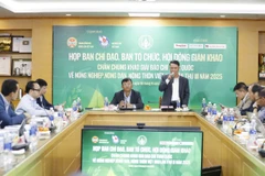 Nếp nhà mới dựng của một gia đình người Mông ở bản Lũng Cẩm chuẩn bị đón Xuân về. (Ảnh : Văn Phát/TTXVN)