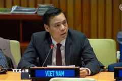 Đại sứ Đặng Hoàng Giang, Trưởng Phái đoàn Đại diện Thường trực Việt Nam tại Liên hợp quốc, phát biểu tại Hội nghị. (Ảnh: TTXVN phát)