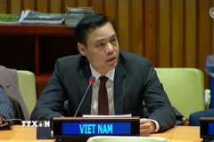Đại sứ Đặng Hoàng Giang, Trưởng Phái đoàn Đại diện Thường trực Việt Nam tại Liên hợp quốc, phát biểu tại Hội nghị. (Ảnh: TTXVN phát)