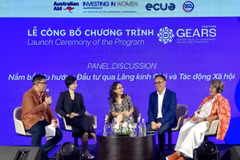 Đại diện chuyên gia, doanh nghiệp tham gia phiên tọa đàm tại sự kiện. (Ảnh: Mỹ Phương/TTXVN)