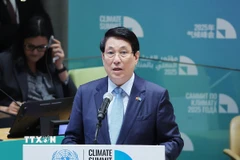 Chủ tịch nước Lương Cường phát biểu tại sự kiện cấp cao toàn cầu đặc biệt về Hành động khí hậu. (Ảnh: Lâm Khánh/TTXVN)