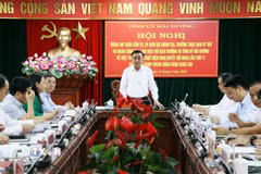 Ủy viên Bộ Chính trị, Thường trực Ban Bí thư Trần Cẩm Tú phát biểu tại buổi làm việc. (Ảnh: Mạnh Tú/TTXVN)