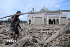 Lũ lụt và lở đất do mưa lớn tại Aceh, Indonesia ngày 10/12/2025. (Ảnh: THX/TTXVN)