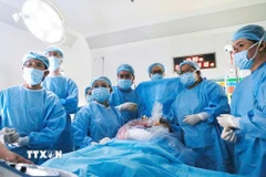 Các bác sỹ Bệnh viện Từ Dũ phối hợp cùng Bệnh viện Nhi đồng 1 Thành phố Hồ Chí Minh thực hiện can thiệp thông tim bào thai. (Ảnh: TTXVN phát)