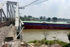 Vị trí vụ tai nạn tại cầu Ghềnh. (Nguồn: Báo Đồng Nai)