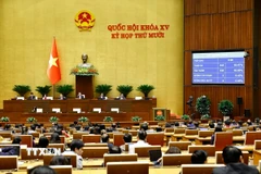 Quốc hội biểu quyết thông qua Luật Tòa án chuyên biệt tại Trung tâm tài chính quốc tế. (Ảnh: Doãn Tấn/TTXVN)