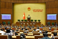 Quốc hội biểu quyết thông qua Nghị quyết phê duyệt chủ trương đầu tư Chương trình mục tiêu quốc gia về nông thôn mới, giảm nghèo bền vững và phát triển kinh tế-xã hội vùng đồng bào dân tộc thiểu số và miền núi giai đoạn 2026-2035. (Ảnh: Doãn Tấn/TTXVN)