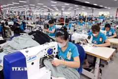 Ngành may đóng góp lớn cho tăng trưởng sản xuất công nghiệp. (Ảnh: Trần Việt/TTXVN)