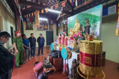 Khu miếu thờ nơi vợ chồng Tuấn và Nhớ lập nên tại địa bàn xã Ea Khal, huyện Ea H'leo để thực hiện hành vi mê tín dị đoan. (Ảnh: Công an cung cấp)