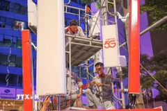 Công nhân Viettel. (Ảnh: Hoàng Hiếu/TTXVN)