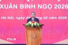 Tổng Bí thư Tô Lâm chúc Tết cán bộ, phóng viên, biên tập viên Thông tấn xã Việt Nam. (Ảnh: Thống Nhất/TTXVN)