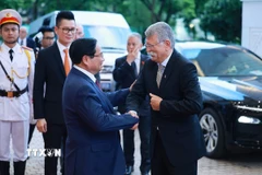 Thủ tướng Phạm Minh Chính hội kiến Chủ tịch Quốc hội Hungary Kover Laszlo đang có chuyến thăm chính thức Việt Nam. (Ảnh: Dương Giang/TTXVN)