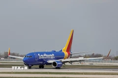 Máy bay của hãng hàng không Southwest Airlines tại sân bay quốc tế Midway ở Chicago, bang Illinois. (Ảnh: AFP/TTXVN)