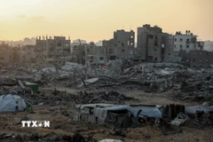 Cảnh đổ nát do xung đột tại Dải Gaza. (Ảnh: THX/TTXVN)