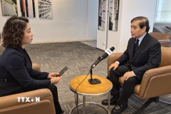 Giáo sư Vũ Minh Khương trả lời phỏng vấn phóng viên TTXVN tại Singapore. (Ảnh: Việt Dũng/TTXVN)