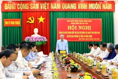 Ủy viên Bộ Chính trị, Bí thư Trung ương Đảng, Phó Thủ tướng Thường trực Chính phủ Nguyễn Hòa Bình, Trưởng Đoàn kiểm tra số 1923 của Bộ Chính trị, phát biểu chỉ đạo hội nghị. (Ảnh: Công Thử/TTXVN)