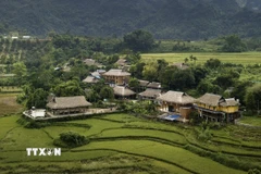 Bản Mường Giang Mỗ đang là điểm đến lý tưởng cho những ai muốn khám phá và trải nghiệm về văn hóa của cộng đồng người Mường. (Ảnh: Trọng Đạt/TTXVN)