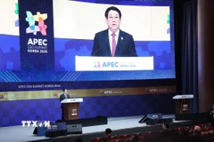 Chủ tịch nước Lương Cường phát biểu tại Hội nghị Thượng đỉnh Doanh nghiệp APEC 2025. (Ảnh: Lâm Khánh/TTXVN)