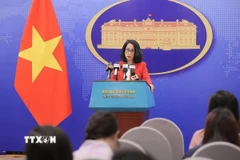 Người phát ngôn Bộ Ngoại giao Phạm Thu Hằng trả lời câu hỏi của các cơ quan báo chí trong nước và quốc tế. (Ảnh: An Đăng/TTXVN)
