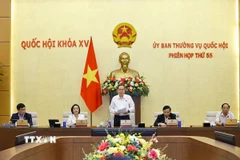Chủ tịch Quốc hội Trần Thanh Mẫn phát biểu bế mạc Phiên họp thứ 55 của Ủy ban Thường vụ Quốc hội. (Ảnh: Doãn Tấn/TTXVN)