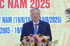 Phó Thủ tướng Thường trực Nguyễn Hòa Bình phát biểu tại Ngày hội toàn dân bảo vệ an ninh Tổ quốc năm 2025. (Ảnh: Mai Trang/TTXVN)