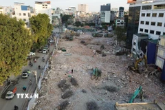 Dự án xây dựng đường Vành đai 1 đoạn Hoàng Cầu-Voi Phục đi qua địa bàn ba phường Ô Chợ Dừa, Láng và Giảng Võ. (Ảnh: Quốc Khánh/TTXVN)