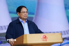 Thủ tướng Phạm Minh Chính, Trưởng Ban Chỉ đạo xây dựng nhà máy điện hạt nhân, chủ trì phiên họp lần thứ ba của Ban Chỉ đạo. (Ảnh: Dương Giang/TTXVN)