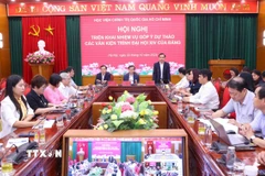 Quang cảnh Hội nghị triển khai nhiệm vụ góp ý vào Dự thảo Văn kiện Đại hội XIV của Đảng. (Ảnh: Văn Điệp/TTXVN)