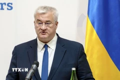 Ngoại trưởng Ukraine Andrii Sybiha phát biểu trong một cuộc họp báo ở Kiev. (Ảnh: Kyodo/TTXVN)