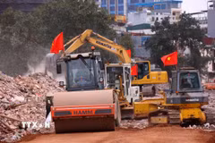 Dự án đường Vành đai 1 thủ đô Hà Nội. (Ảnh: Văn Điệp/TTXVN)