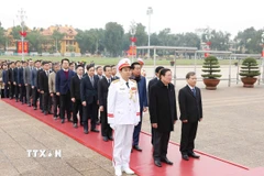 Đoàn cán bộ ngành nội chính Đảng vào Lăng viếng Chủ tịch Hồ Chí Minh. (Ảnh: Phương Hoa/TTXVN)