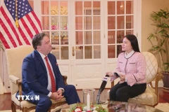 Đại sứ Mỹ Marc Knapper trả lời phỏng vấn phóng viên TTXVN. (Ảnh: TTXVN phát)