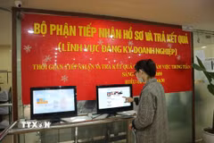 Làm thủ tục đăng ký kinh doanh. (Ảnh: Dương Chí Tưởng/TTXVN)