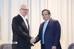 Thủ tướng Phạm Minh Chính tiếp ông Borje Ekholm, Chủ tịch kiêm Tổng Giám đốc điều hành Tập đoàn Ericsson. (Ảnh: Dương Giang/TXVN)