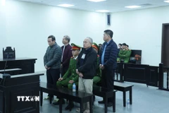 Các bị cáo nghe Tòa tuyên án. (Ảnh: Kim Anh/TTXVN)