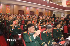 Các đại biểu biểu quyết bằng thẻ Đảng. (Ảnh: Trịnh Duy Hưng/TTXVN)