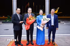 Lễ tiễn Chủ tịch Quốc hội Trần Thanh Mẫn và Phu nhân tại Sân bay Quốc tế Nội Bài, Hà Nội. (Ảnh: Doãn Tấn/TTXVN)