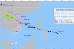 Hướng di chuyển của bão số 10 lúc 7 giờ ngày 28/9. (Ảnh: TTXVN phát)