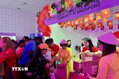 Gian hàng của cộng đồng người Việt Nam tại Singapore. (Ảnh: Đỗ Vân/TTXVN)