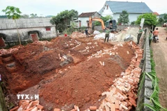 Khởi công xây dựng nhà cho gia đình người có công gặp khó khăn về nhà ở trên địa bàn tỉnh Bắc Giang. (Ảnh: Danh Lam/TTXVN)