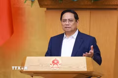 Thủ tướng Phạm Minh Chính chủ trì phiên họp Chính phủ thường kỳ tháng 5 năm 2025. (Ảnh: Dương Giang/TTXVN)