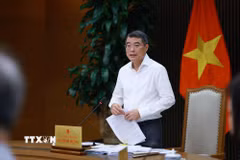 Thủ tướng Lê Minh Hưng chủ trì họp Thường trực Chính phủ với lãnh đạo Bộ Y tế. (Ảnh: Dương Giang/TTXVN)